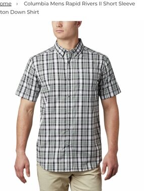 Columbia Rapid Rivers Cotton plaid button down short sleeve shirt size Xl